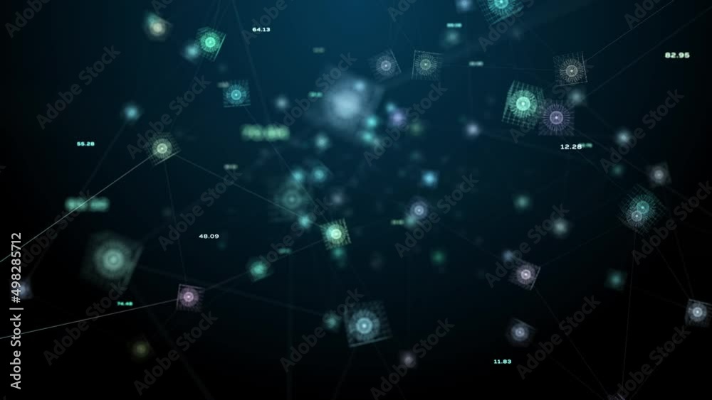 Poster digital cyberspace, digital data network and blockchain connections. global network technology digit