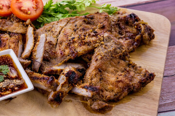Thai Grilled Pork Neck with Spicy Dipping Sauce