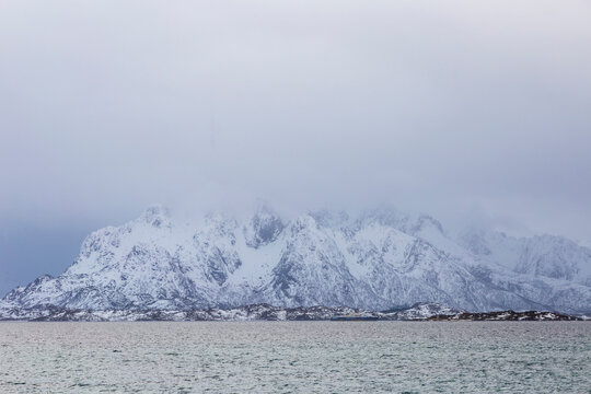 Snowy landscape at Hadsel. Vesteralen islands Norway.