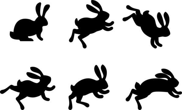 Easter cute rabbit silhouette. Vector cartoon illustration.