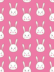 vector seamless pattern with cute rabbit.