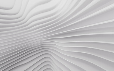 White geometry stripe, minimal background, 3d rendering.