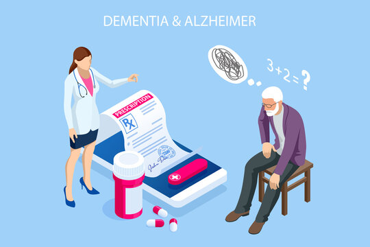 Isometric Alzheimer disease, Alzheimer s symptoms. Alzheimer s is a type of dementia that affects memory, thinking and behavior. - Powered by Adobe