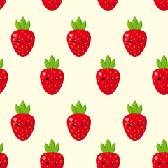 Beautiful cartoon seamless pattern with strawberries.