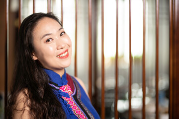 beauty woman wear cheongsam, chinese
