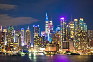 Fototapeta na wymiar Epic skyline of New York City uptown west waterfront evening view