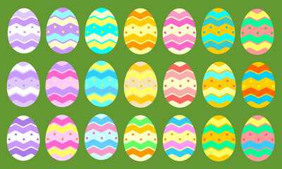 Set of color Easter eggs.
Color vector illustration in flat style. Isolated 