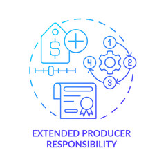 Extended producer responsibility blue gradient concept icon. Eco friendly approach. Area of industrial ecology abstract idea thin line illustration. Isolated outline drawing. Myriad Pro-Bold font used