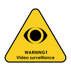 24 hours video surveillance. Vector video surveillance sign with the inscription. Empty outline, flat style.