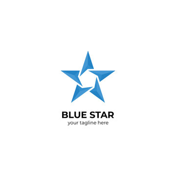 blue star logo design template vector, star logo inspiration
