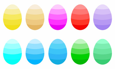 Colorful easter eggs.
 Color vector illustration in flat style. Isolated on white background.	