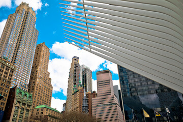 New York City downtown skyscrapers and The Oculus view