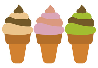Helados de saberos en fondo blanco de distinto tipo.