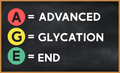advanced glycation end (age) on chalk board