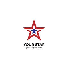 blue and red star logo design template vector, star logo inspiration