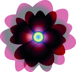 The flower is burgundy in color with a yellow center. A vector file is useful for creating designs.