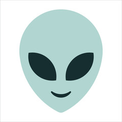 Alien gray head isolated on white background vector illustration. Extraterrestrial alien face or head symbol line art vector icon for apps and websites.