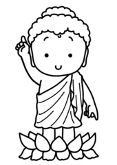 お釈迦さまのぬりえ白黒