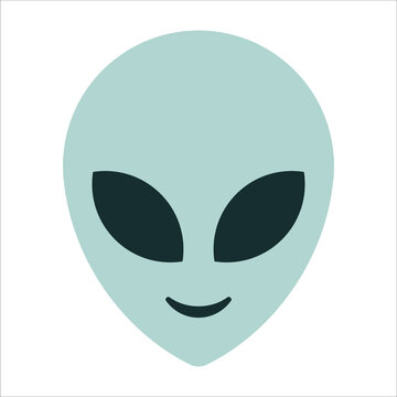 Alien gray head isolated on white background vector illustration. Extraterrestrial alien face or head symbol line art vector icon for apps and websites.