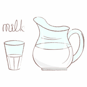 glass of milk and jug