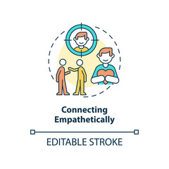 Connecting empathetically concept icon. Charismatic people characteristic abstract idea thin line illustration. Isolated outline drawing. Editable stroke. Arial, Myriad Pro-Bold fonts used