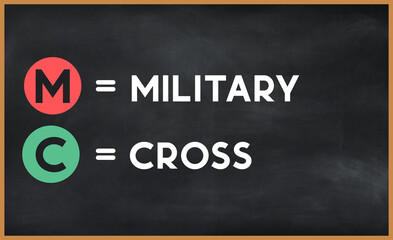 military cross(mc) on chalk board