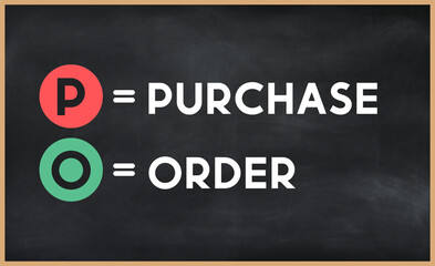 purchase order (po) on chalk board