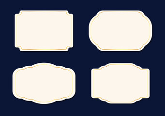 Set of vintage frames. Set of labels with golden outline