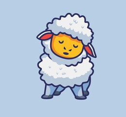 cute sheep sleepy. isolated cartoon animal nature illustration. Flat Style suitable for Sticker Icon Design Premium Logo vector. Mascot Character