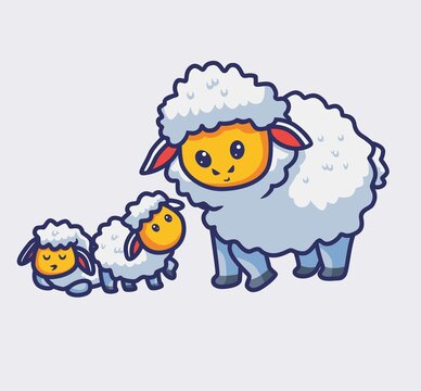 cute sheep family mom and her child. isolated cartoon animal nature illustration. Flat Style suitable for Sticker Icon Design Premium Logo vector. Mascot Character