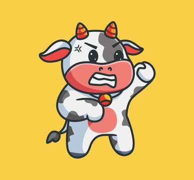 cute cow angry expression. isolated cartoon animal nature illustration. Flat Style suitable for Sticker Icon Design Premium Logo vector. Mascot Character