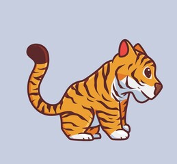 cute tiger sitting. isolated cartoon animal nature illustration. Flat Style suitable for Sticker Icon Design Premium Logo vector. Mascot Character