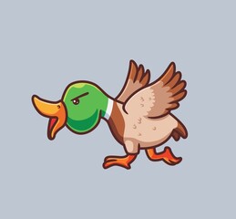 cute duck run for attacking. isolated cartoon animal nature illustration. Flat Style suitable for Sticker Icon Design Premium Logo vector. Mascot Character