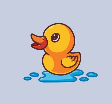 cute yellow duck floating swim. isolated cartoon animal nature illustration. Flat Style suitable for Sticker Icon Design Premium Logo vector. Mascot Character