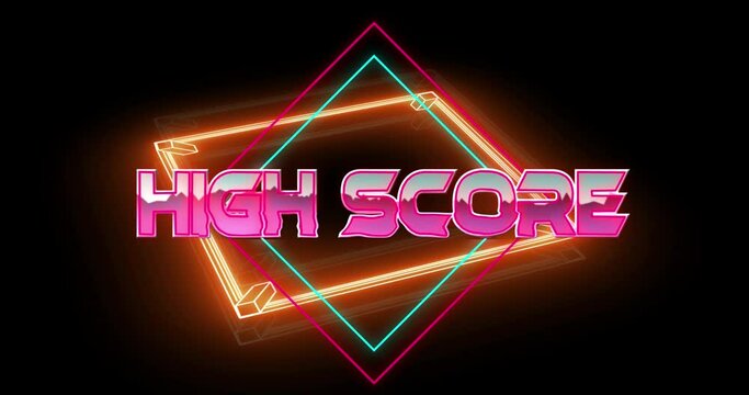 Animation of high score text over neon boxing ring