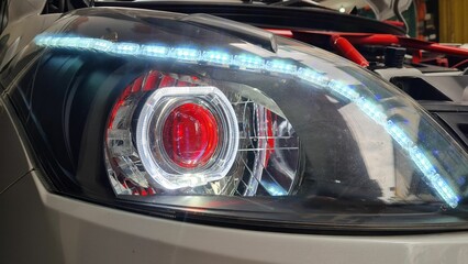 modern and luxurious style car headlights with dual projector LED system for brighter light and...