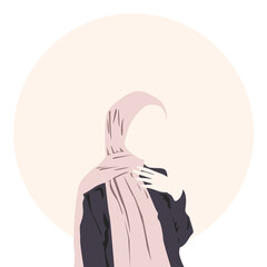Illustration of beautiful Muslim woman wearing hijab.