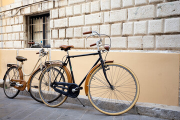 Naklejka na ściany i meble retro bicycles on the street
