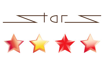 a set of five-pointed vector stars in red and yellow in gradient fill on a white background
