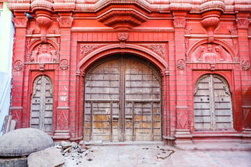 Facade of an old haveli mansion in Bikaner, Rajasthan, Asia