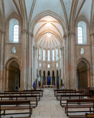 Fototapeta premium the central nave and altar of the church of the Alcobaca monastery