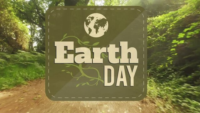 Animation of earth day text over forest