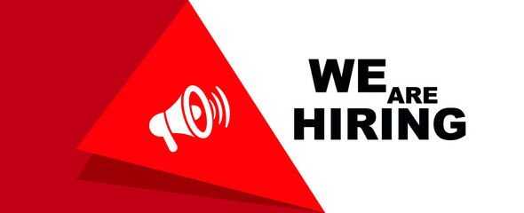 we are hiring sign on white background	