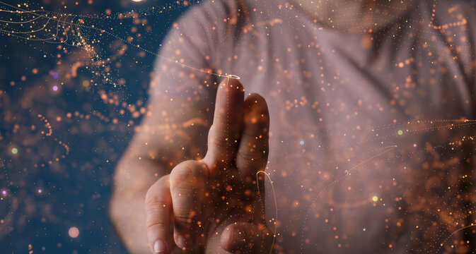 Concept of internet network. double exposure