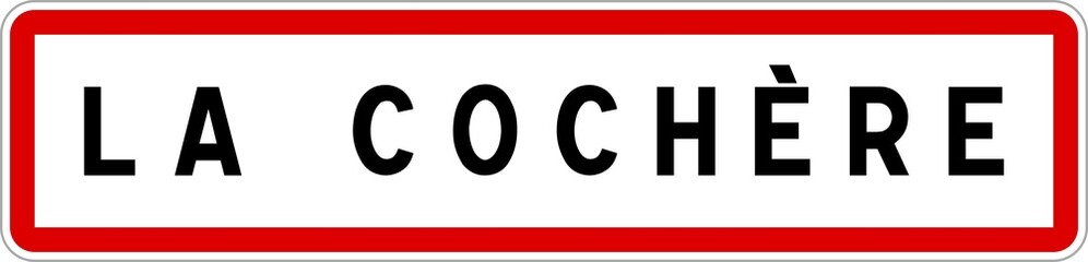 Panneau entrée ville agglomération La Cochère / Town entrance sign La Cochère