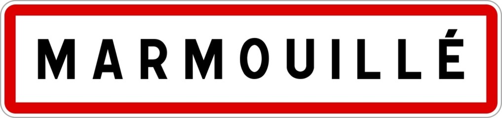 Fototapeta na wymiar Panneau entrée ville agglomération Marmouillé / Town entrance sign Marmouillé