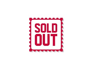 Sold out red grunge stamp, sale vintage rubber badge template isolated vector icon.