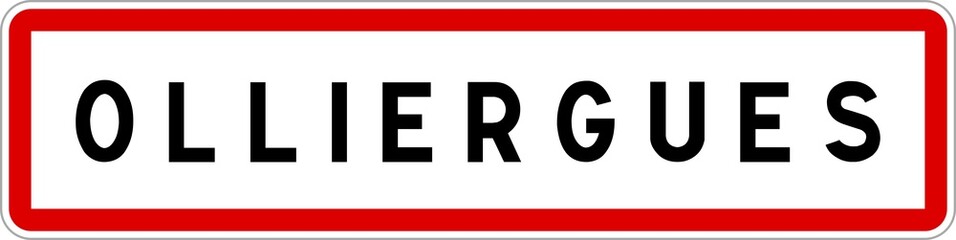 Panneau entrée ville agglomération Olliergues / Town entrance sign Olliergues