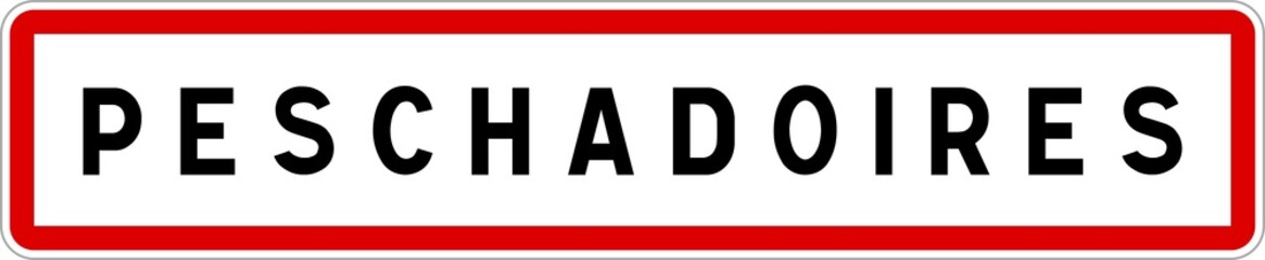 Panneau entrée ville agglomération Peschadoires / Town entrance sign Peschadoires