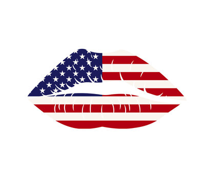American flag patriotic lips kiss image. Clipart image